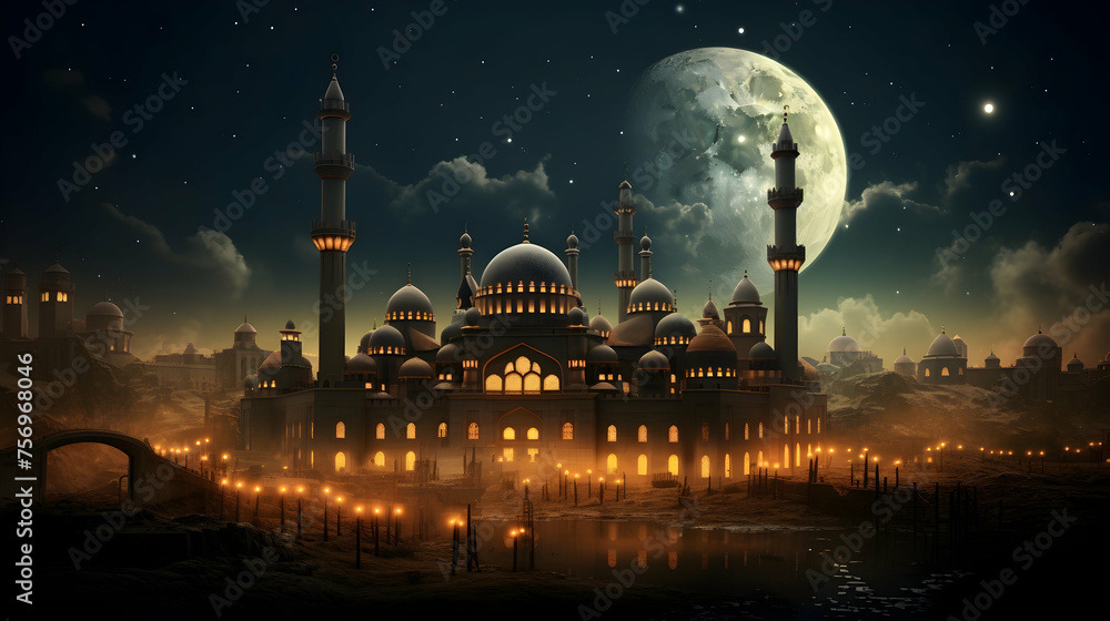 Moon Over a gracefull Mosque