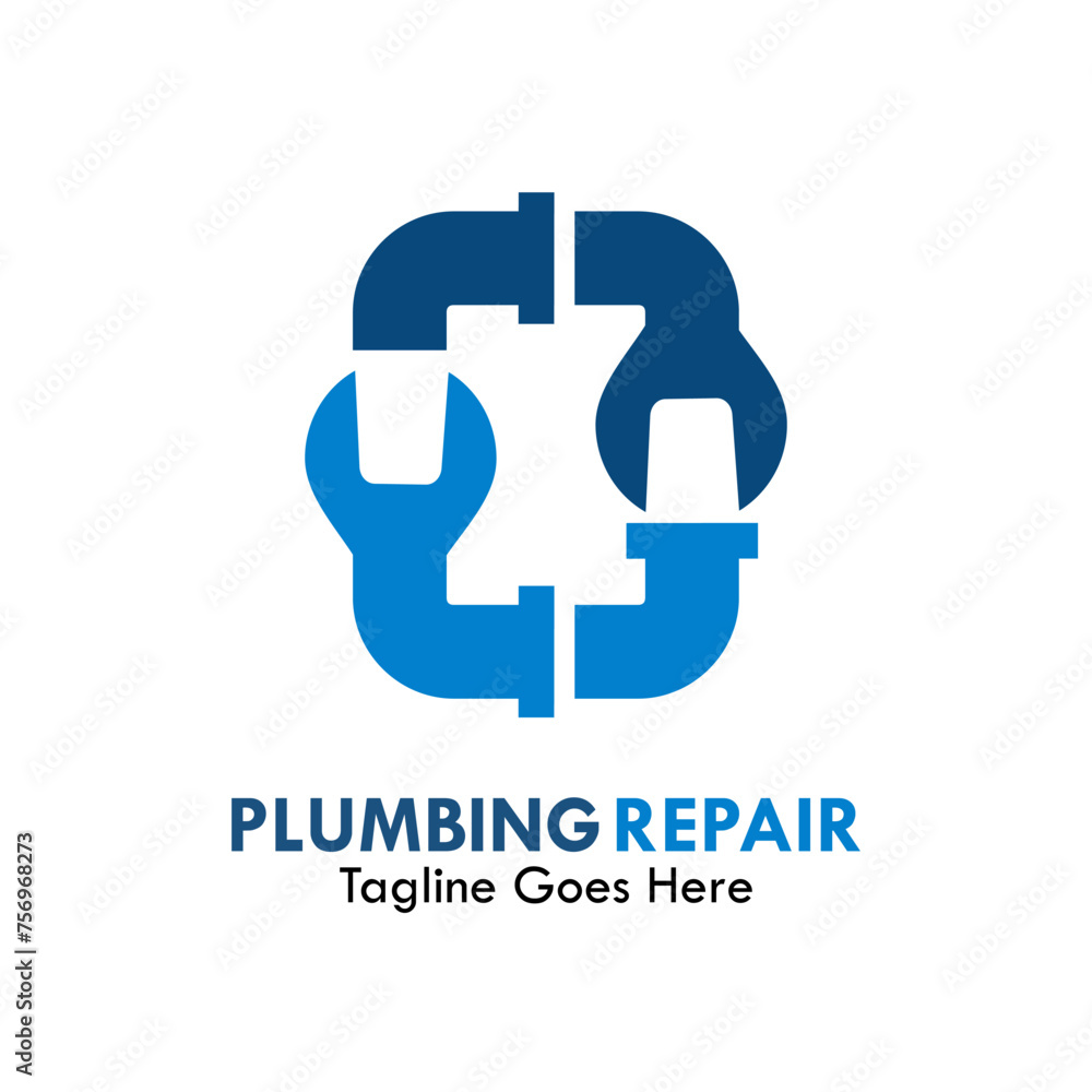 Plumbing repair design logo template illustration