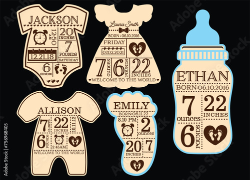 Baby Birth Announcement laser cut