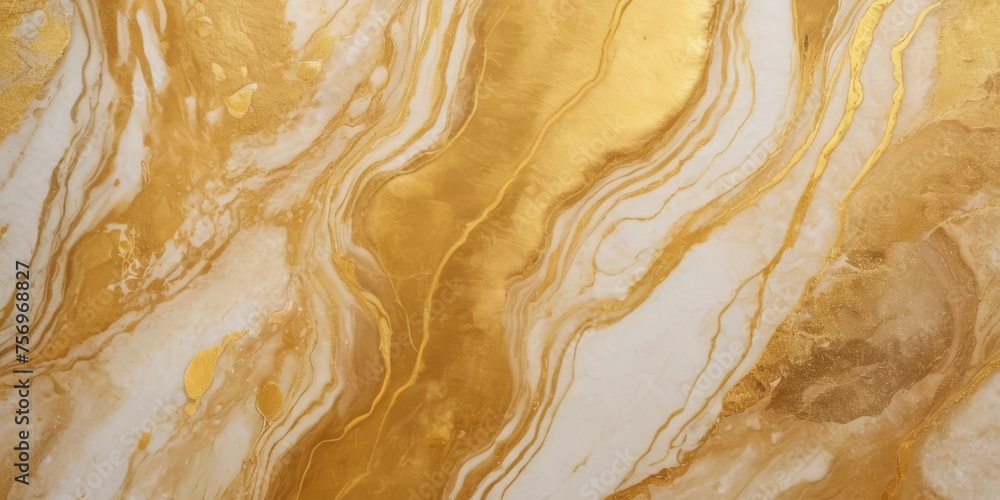 Obraz premium Texture of watercolor paint. Spreading golden paint out marble wallpaper