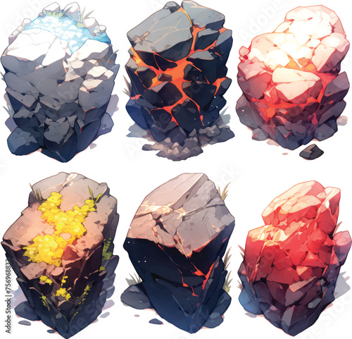 stone game asset icon puzzle colorful red blue green 1.eps photo