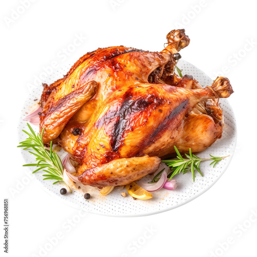 roasted chicken on isolated on transparent background Remove png, Clipping Path, pen tool 