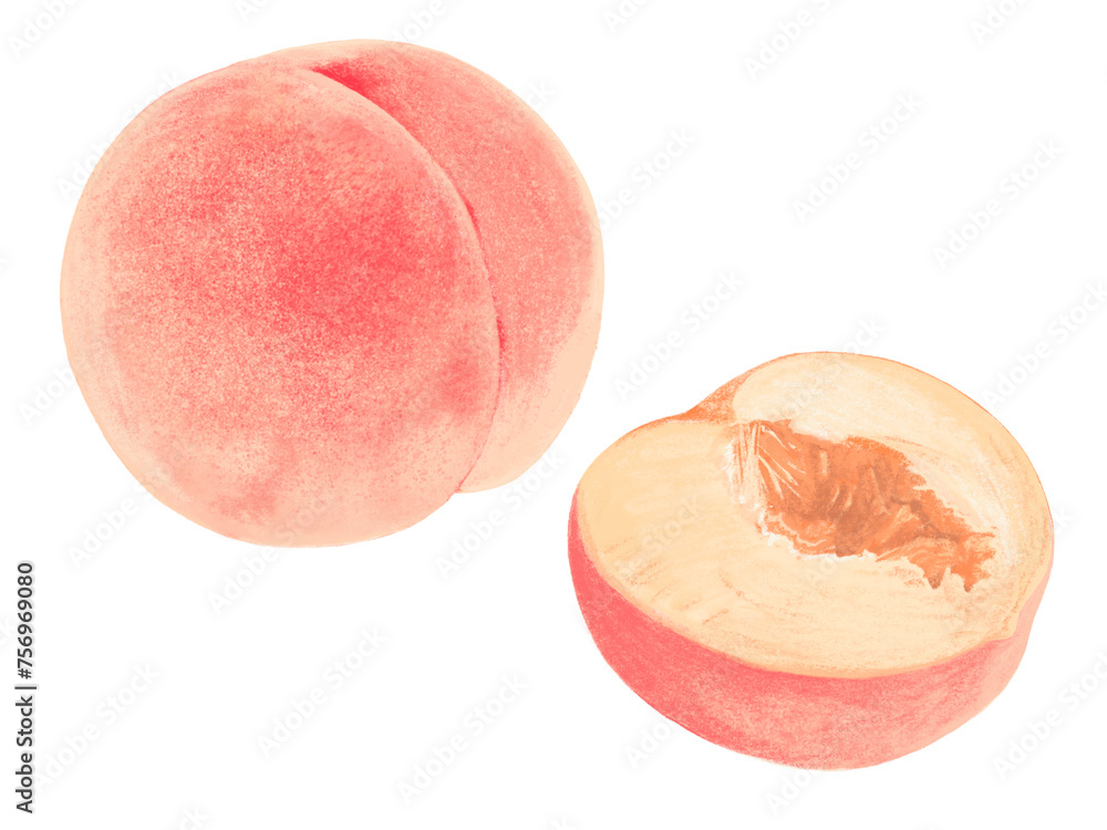 Fototapeta premium 桃(1個と半分)