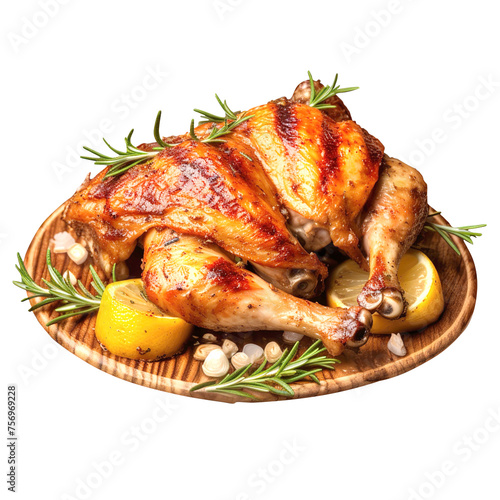 roasted chicken, on transparent background, clipping path, png