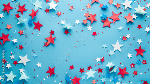 4th of July American Independence Day Celebration with Red, Blue, and White Balloons, Patriotic Background for Holiday Events and Promotions, Generative AI