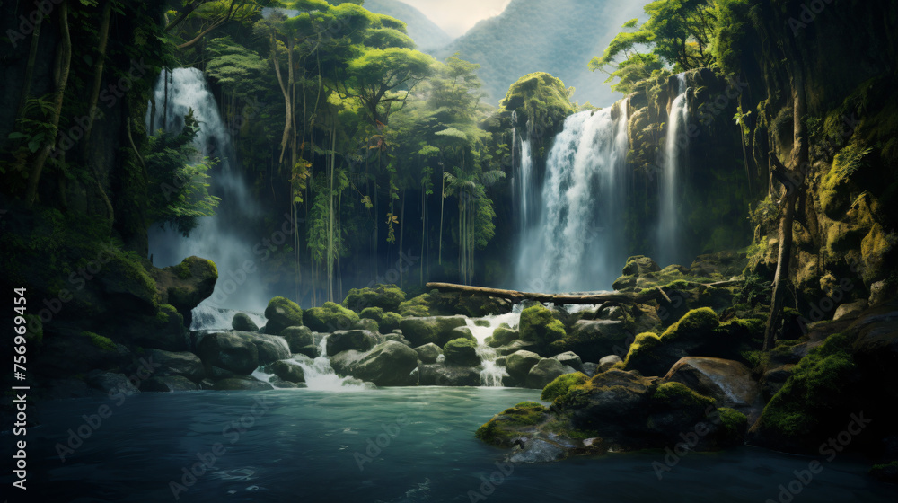 Clean beautiful waterfall