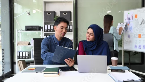 Wallpaper Mural Multiracial group of young creative people in smart casual wear discussing business brainstorming meeting ideas design project. Torontodigital.ca