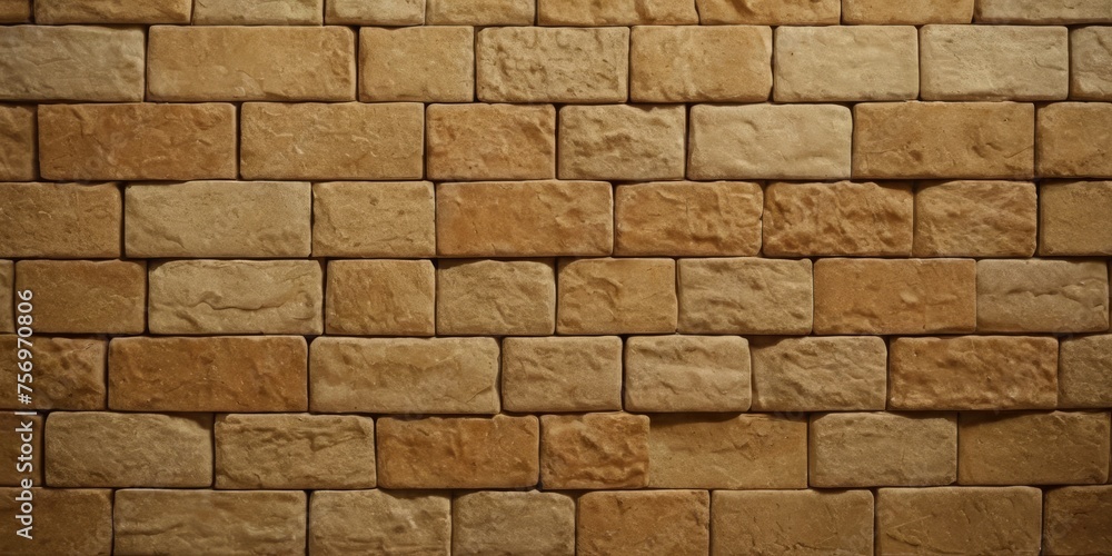 Fototapeta premium Wall background with tiles. Square, tile Wallpaper with Textured, Natural Stone blocks
