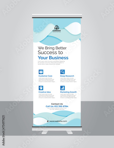 	
Corporate display standee polygonal rollup banner with Vector Template for business and advertisin