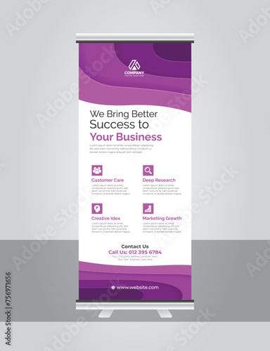 	
Corporate display standee polygonal rollup banner with Vector Template for business and advertisin
