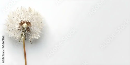 Dandelion symbolizing loss and support on white background for condolence card. Concept Condolence Card Design  Dandelion Symbol  Loss and Support  White Background