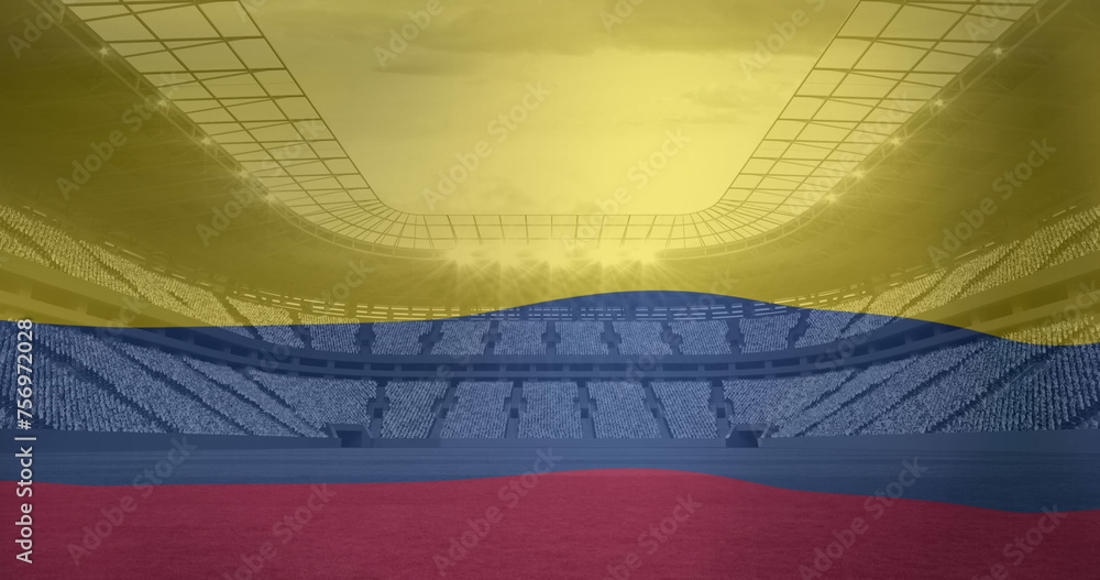 Fototapeta premium Image of flag of colombia over sports stadium