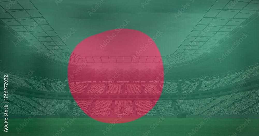 Fototapeta premium Image of flag of bangladesh over sports stadium