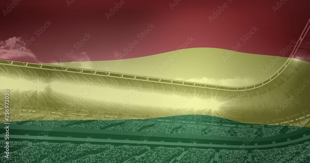 Fototapeta premium Image of pan african flag over sports stadium