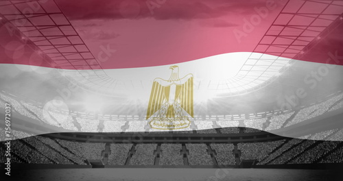 Image of flag of egypt over sports stadium
