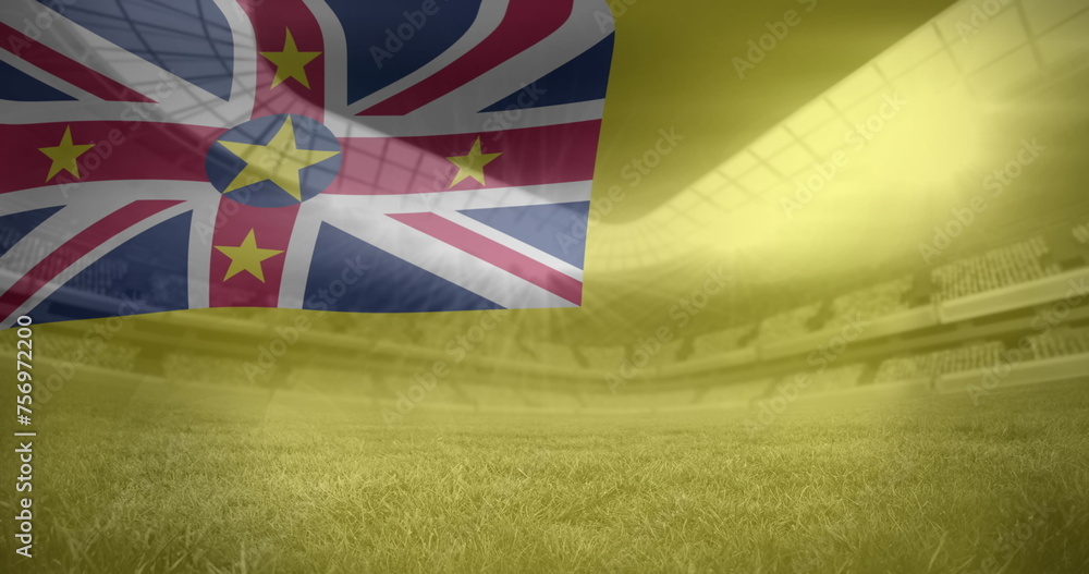 Obraz premium Image of flag of niue over sports stadium