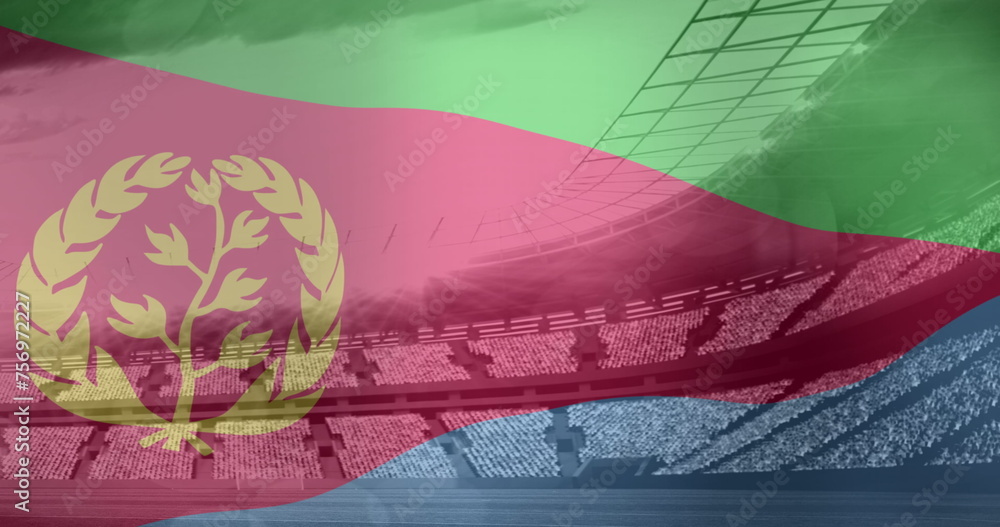 Obraz premium Image of flag of eritrea over sports stadium