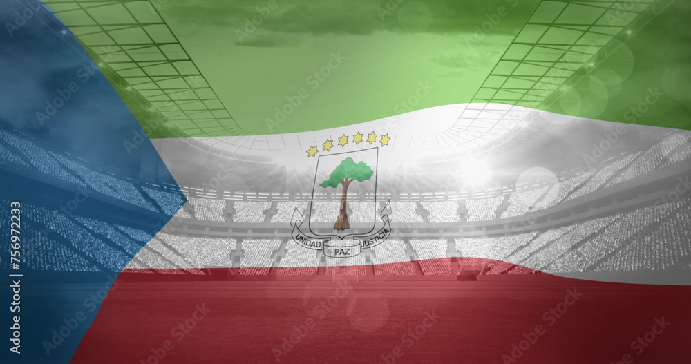 Obraz premium Image of flag of guinea over sports stadium