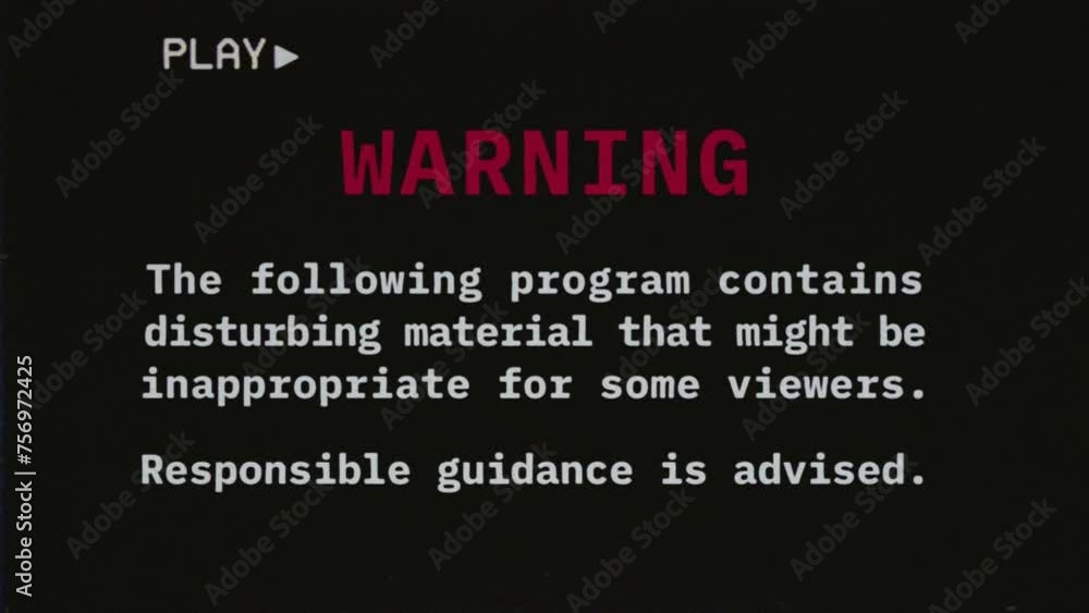 Reconstructed fake VHS tape capture contains a warning text message