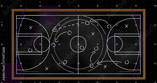 Image of tactical football game plan on blackboard