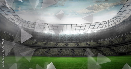 Image of shapes moving over stadium