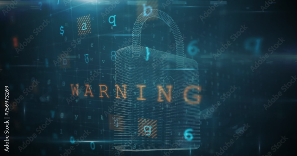 Obraz premium Image of digital interface with security padlock over dark background