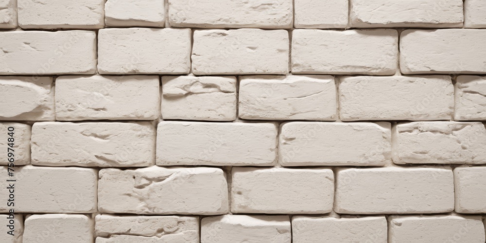 Fototapeta premium White Rectangle brick stone wall seamless background and texture