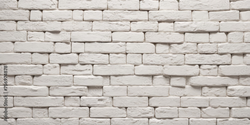 Fototapeta premium White Rectangle brick stone wall seamless background and texture
