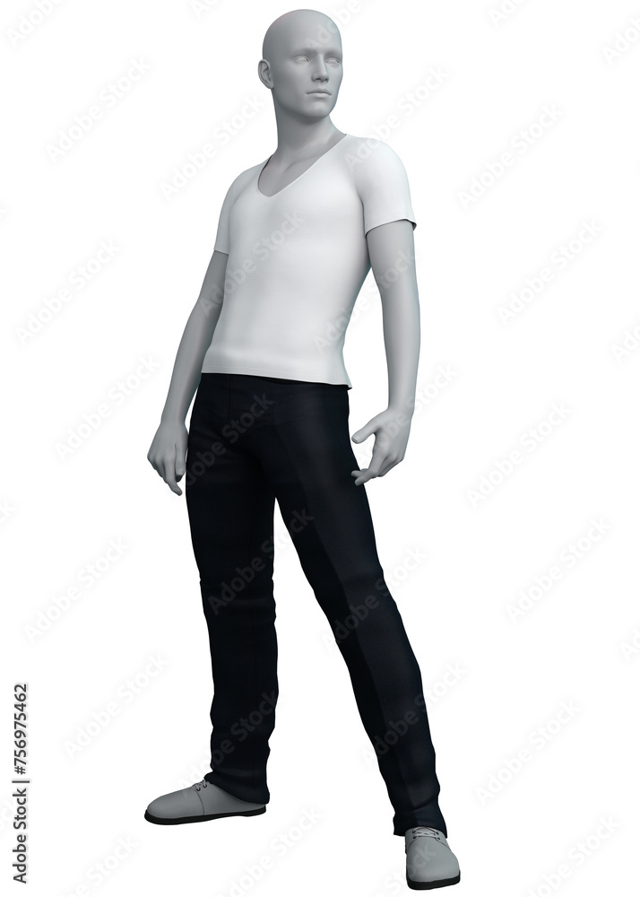 3D Rendered Male mannequin in white shirt 3D Rendered Male mannequin in white shirt
