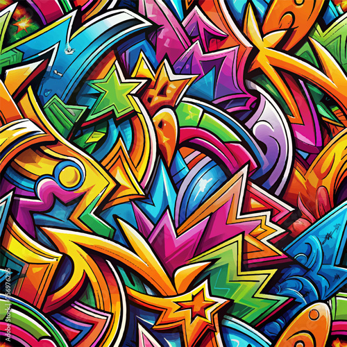 Graffiti vector texture  pattern. Vibrant graffiti seamless texture  a perfect blend of urban charm and abstract artistry. Vector illustration for your projects.