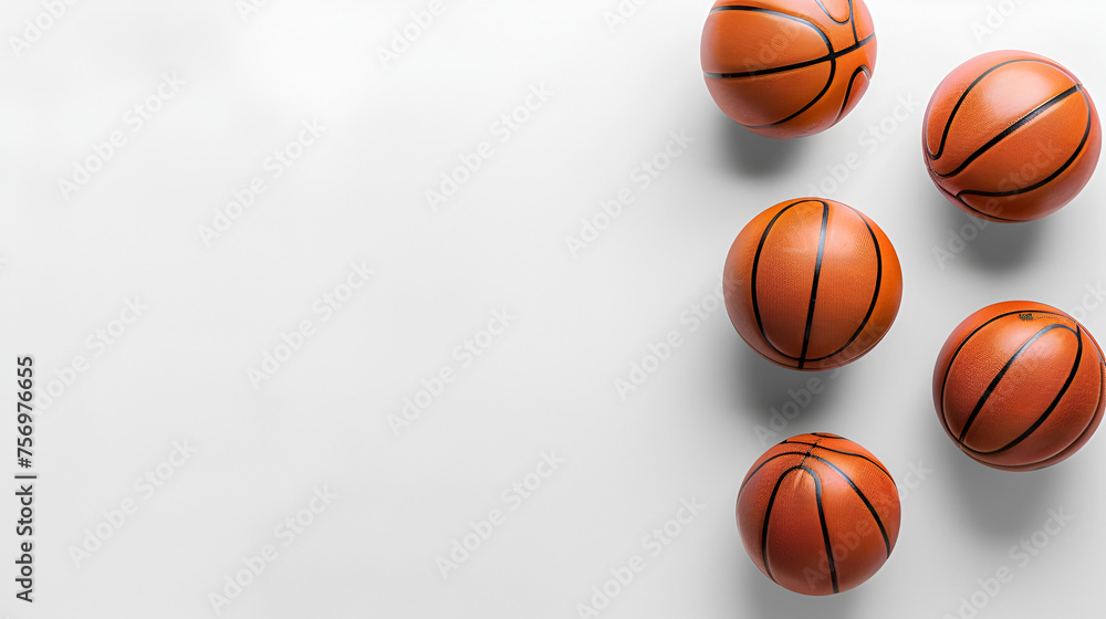 Basketball Balls Isolated on White Background, Copy Space for Sports Events or Team Promotions, Generative AI

