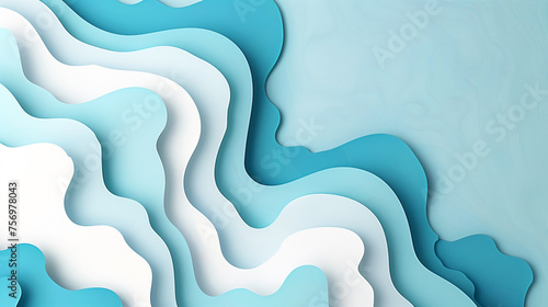 Paper cut abstract art wavy curve design 3d layer background , blue and white color for use to your website ,copy space.