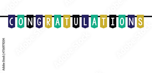 congratulation lettering with celeberation flags