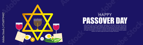 Vector illustration of Happy Passover social media feed template