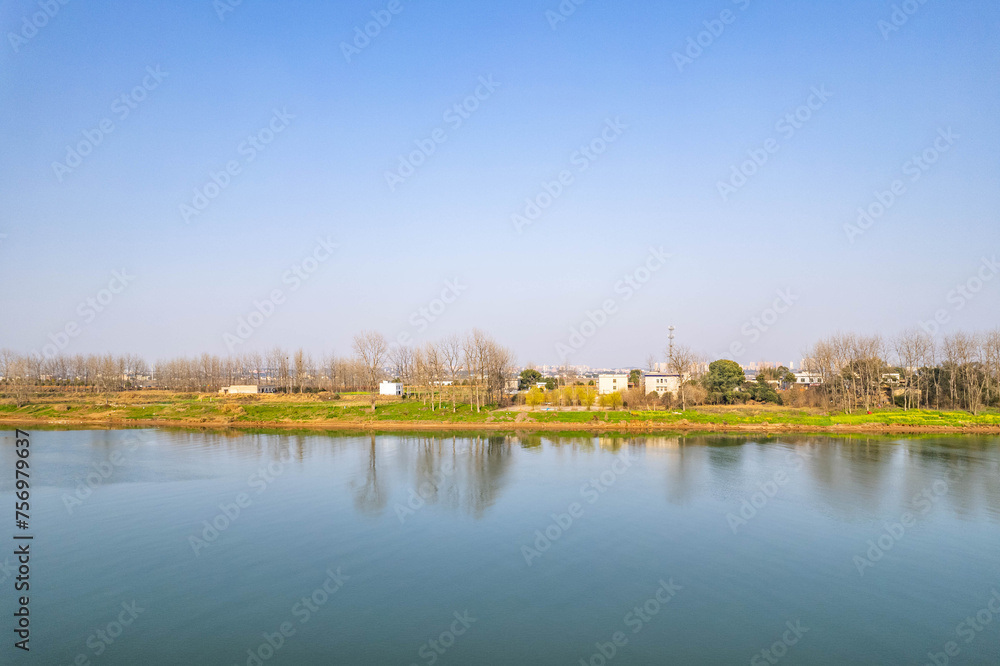 Aerial photography of Ezhou Island in Changsha, Hunan