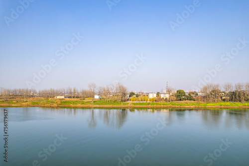 Aerial photography of Ezhou Island in Changsha, Hunan