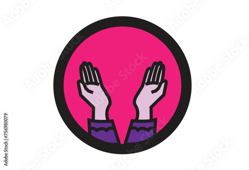 Female hands in islamic praying form. Editable Clip Art.