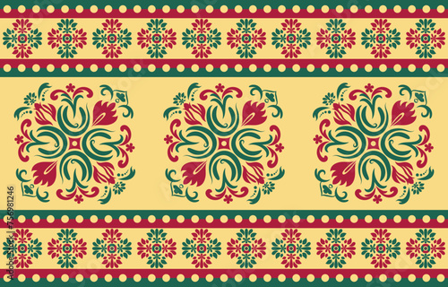 Ethnic Pattern. Ethnic India seamless pattern design oriental style. Damask India Motif.