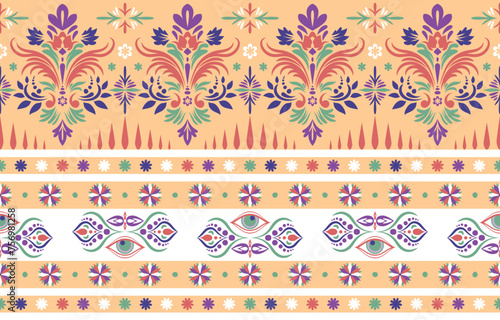 Ethnic Pattern. Ethnic India seamless pattern design oriental style. Damask India Motif.