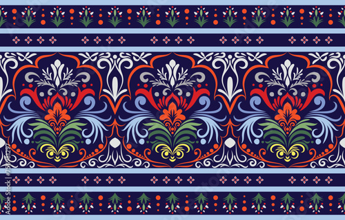 Ethnic Pattern. Ethnic India seamless pattern design oriental style. Damask India Motif.