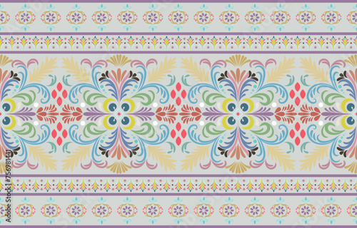 Ethnic Pattern. Ethnic India seamless pattern design oriental style. Damask India Motif.