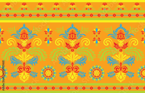 Ethnic Pattern. Ethnic India seamless pattern design oriental style. Damask India Motif.