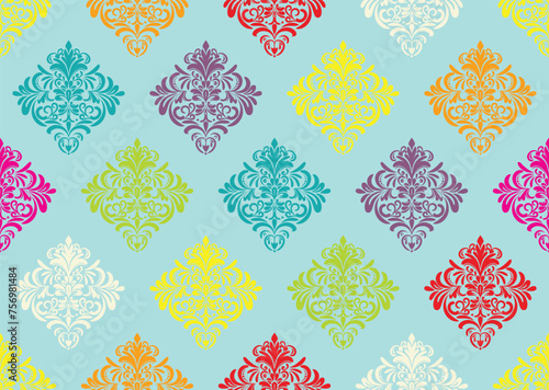 Ethnic Pattern. Ethnic India seamless pattern design oriental style. Damask India Motif.