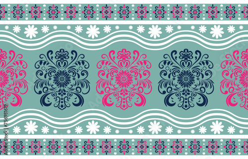 Ethnic Pattern. Ethnic India seamless pattern design oriental style. Damask India Motif.