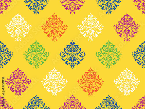 Ethnic Pattern. Ethnic India seamless pattern design oriental style. Damask India Motif.