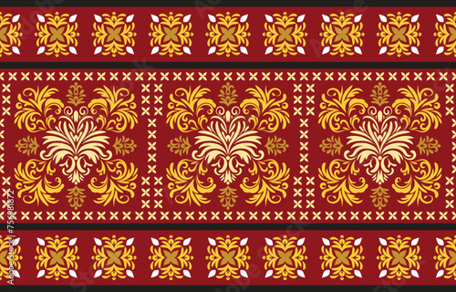Ethnic Pattern. Ethnic India seamless pattern design oriental style. Damask India Motif.
