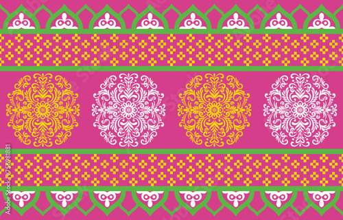 Ethnic Pattern. Ethnic India seamless pattern design oriental style. Damask India Motif.