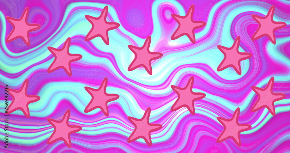 Image of stars and moving colourful liquid background Image of stars and moving colourful liquid background