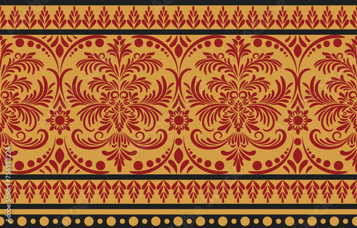 Ethnic Pattern. Ethnic India seamless pattern design oriental style. Damask India Motif.
