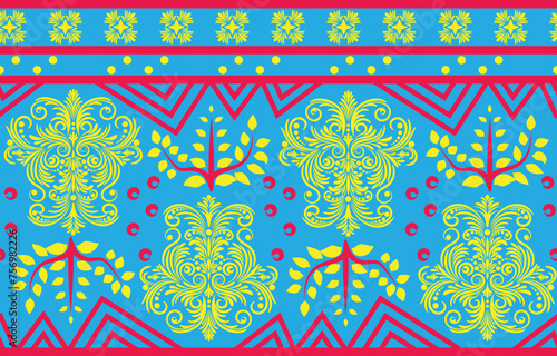 Ethnic Pattern. Ethnic India seamless pattern design oriental style. Damask India Motif.